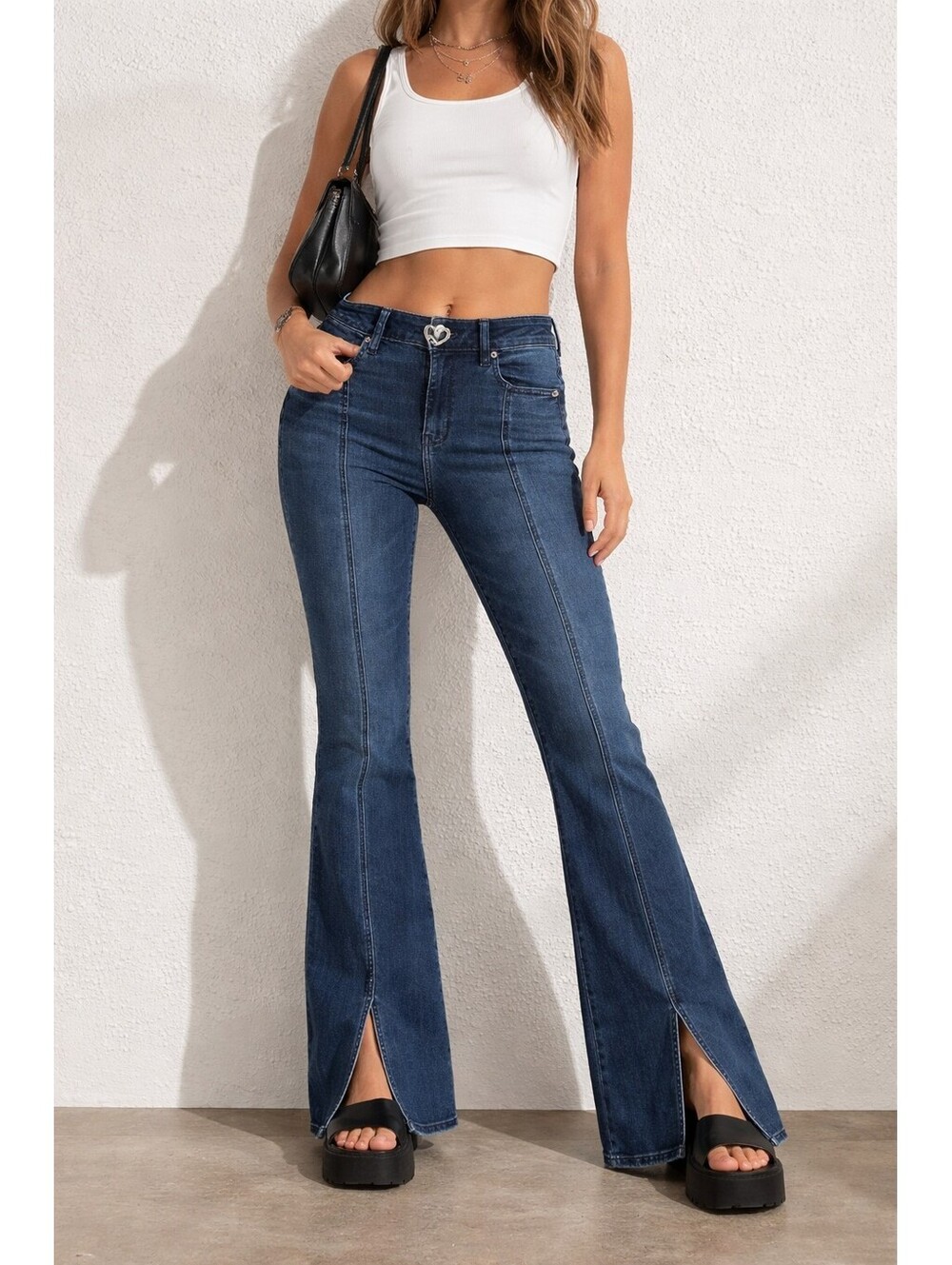 American Eagle Festival Flare Jeans W Sz 10 Split Hem Ultra Flare Boho Retro